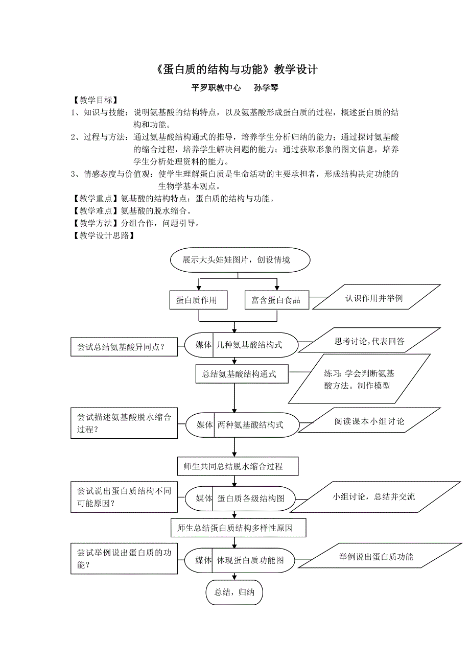 蛋白质结构与功能教学设计_第1页