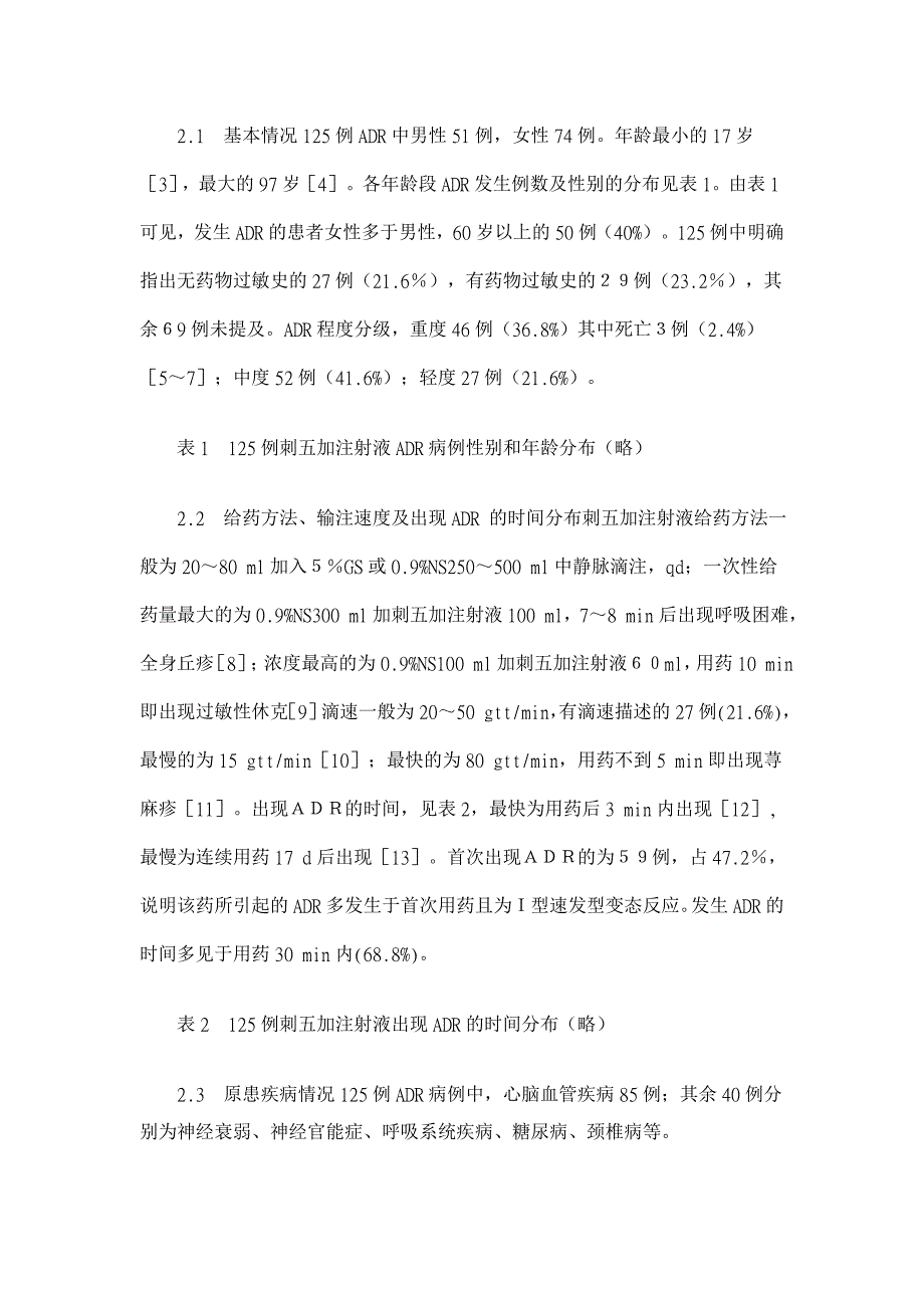 125例刺五加注射液致不良反应文献分析【临床医学论文】_第2页