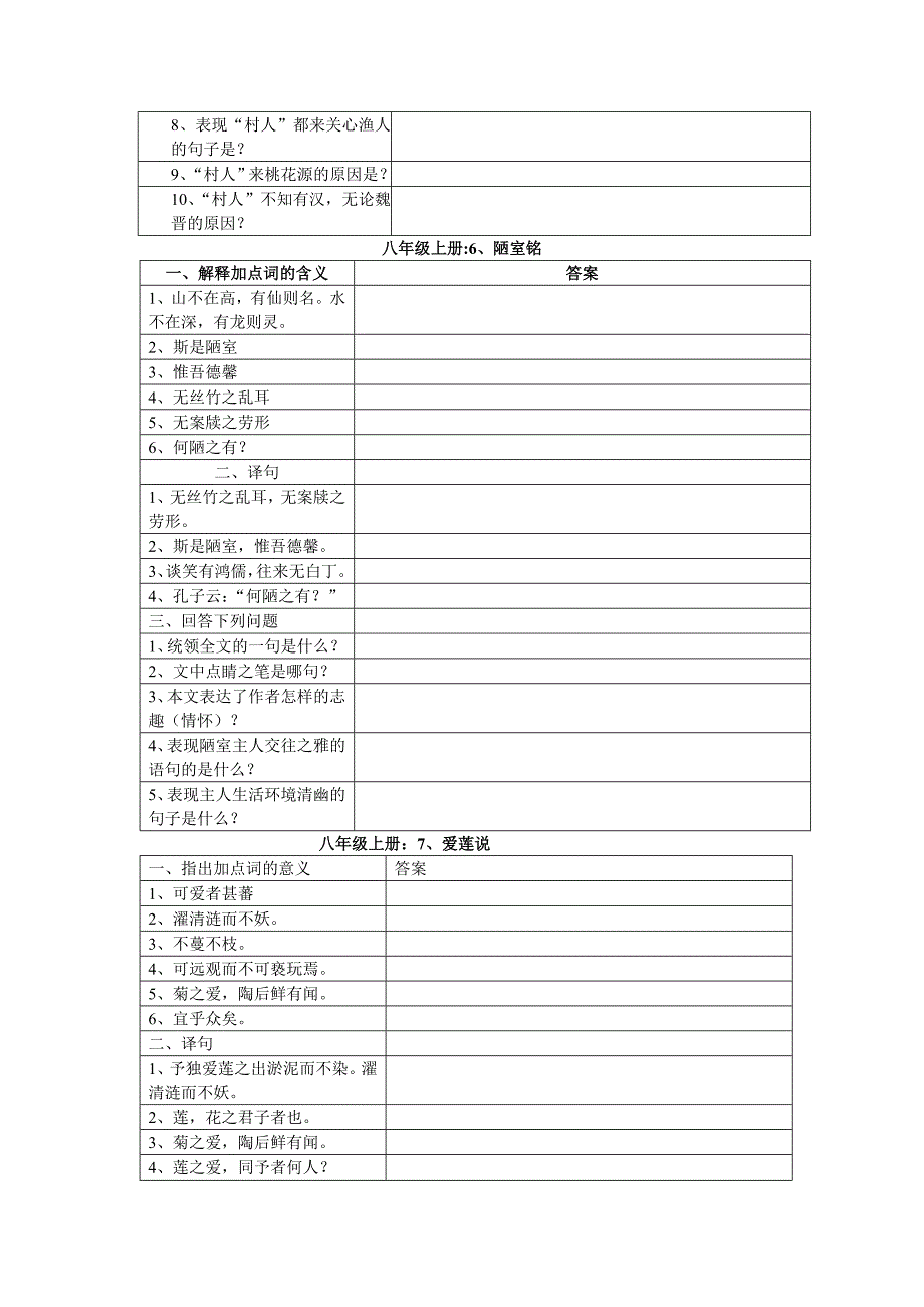 2011中考语文文言文复习八年级上册_第2页