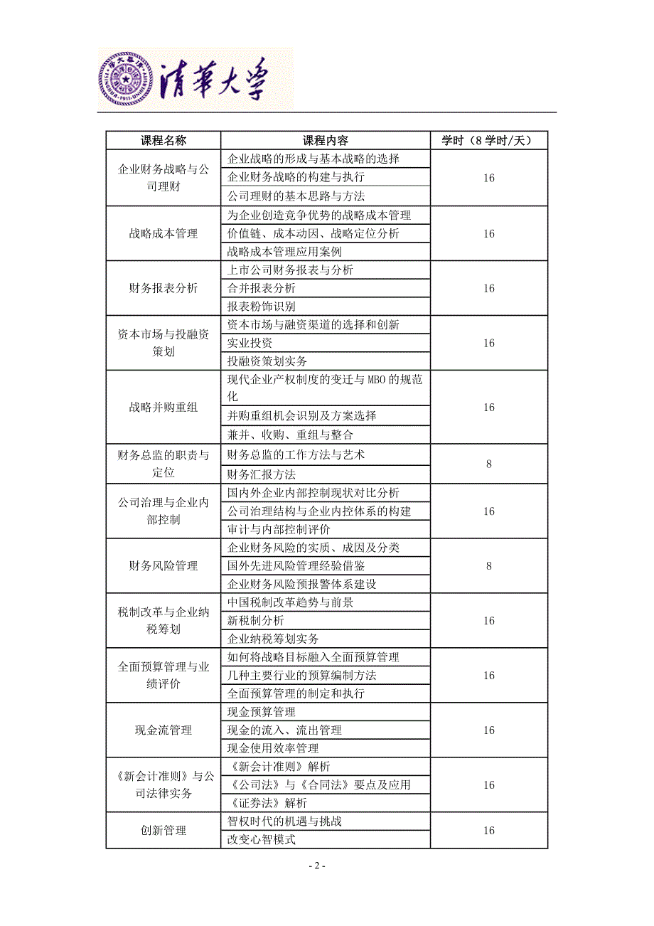 清华大学财务总监CFO高级研修班课程简章_第2页