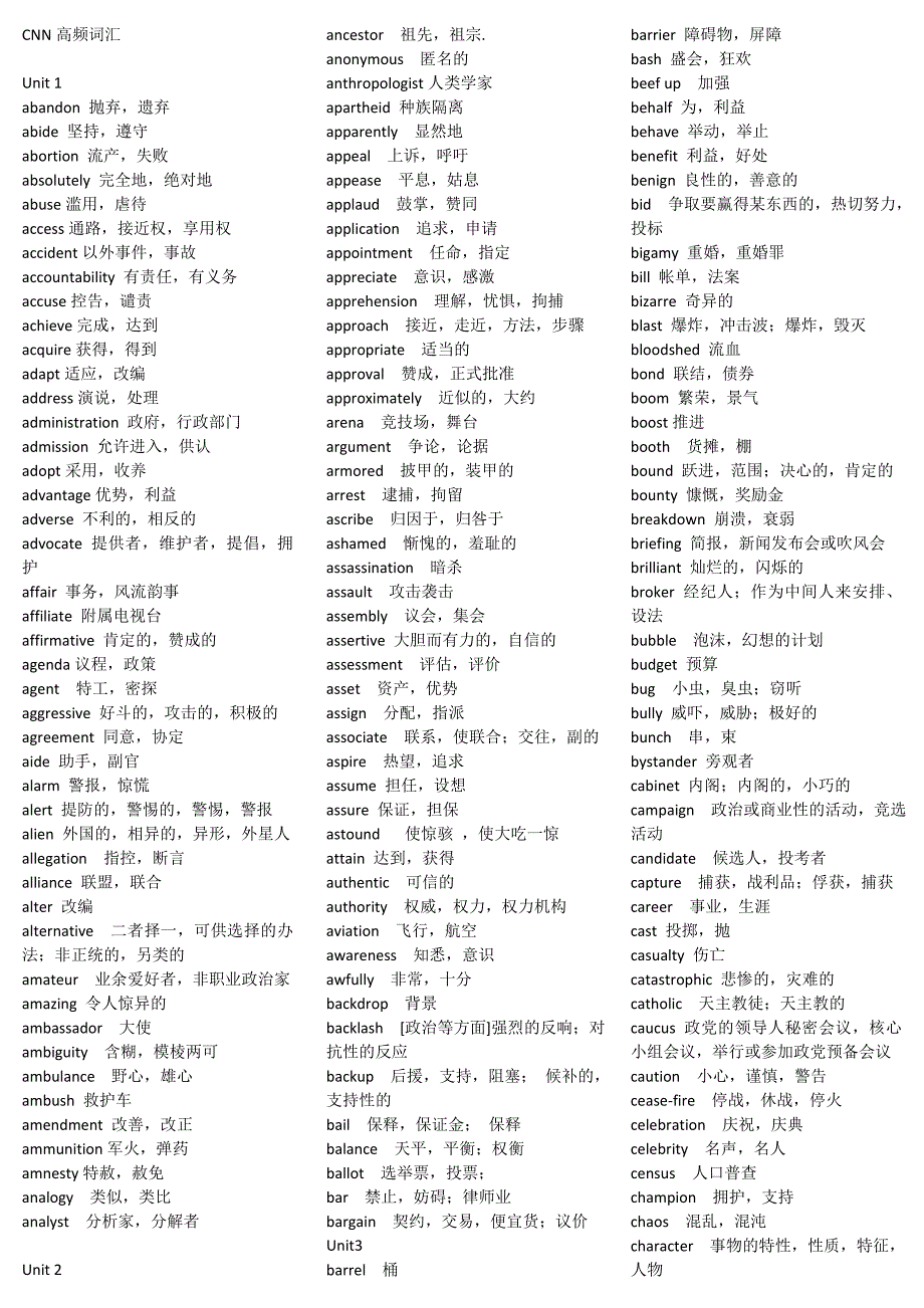 CNN高频词汇(最终整理版)_第1页