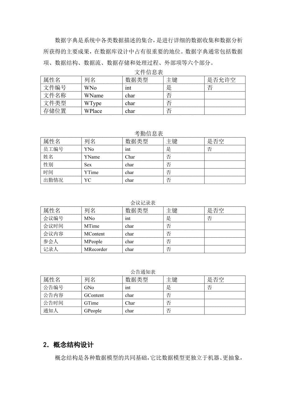 办公室日常信息管理系统数据库课程设计报告_第5页