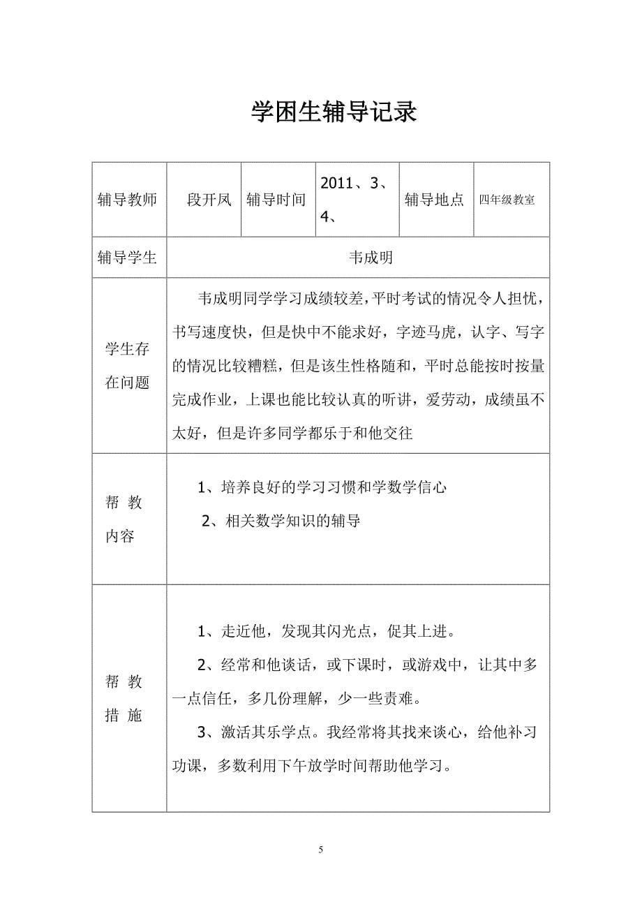 数学学困生辅导记录_第5页