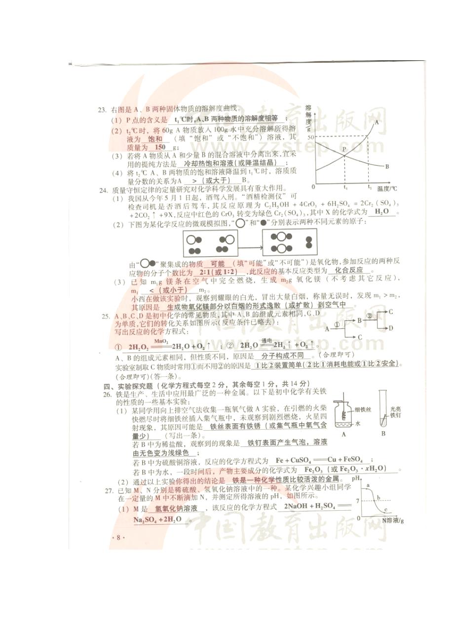 2011年山西省中考化学试卷及答案(扫描版)_第3页