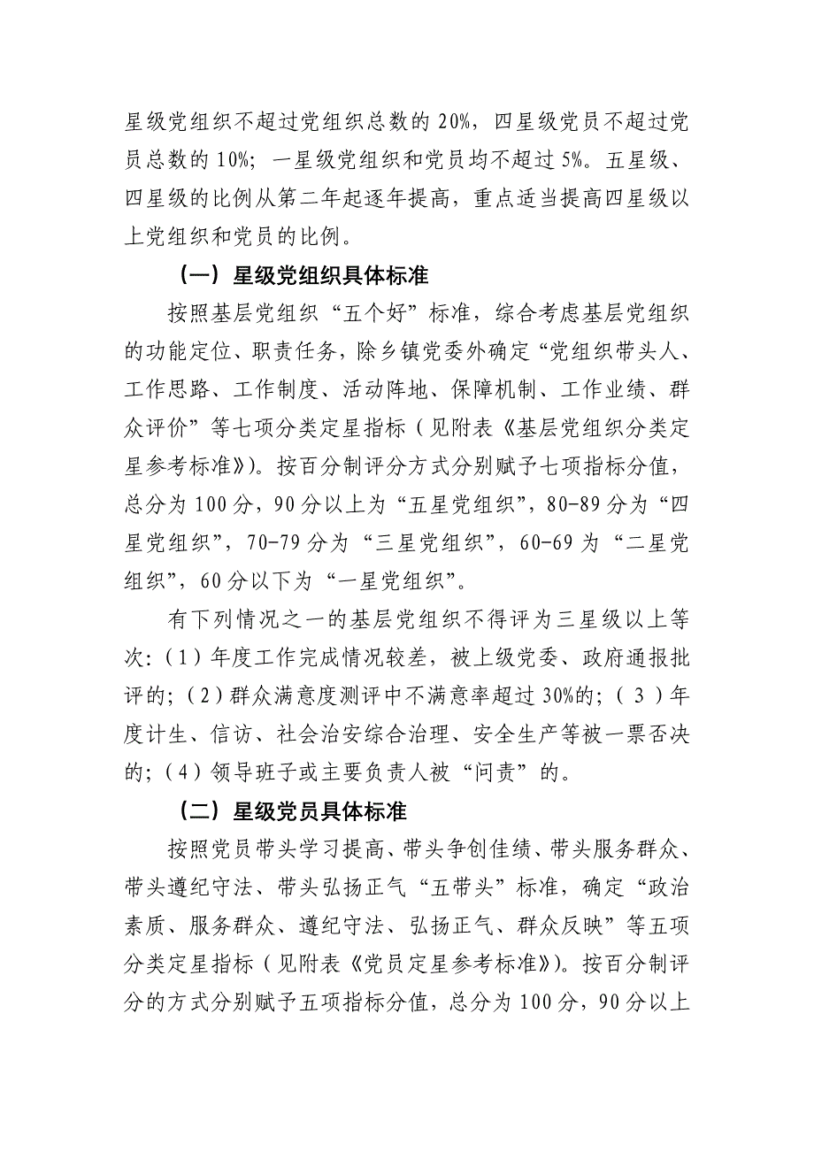 关于开展基层党组织和党员星级评定的标准_第2页