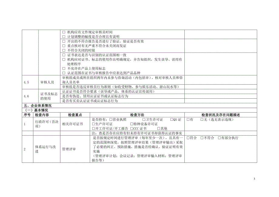 环境管理体系认证行政监管检查记录表_第3页