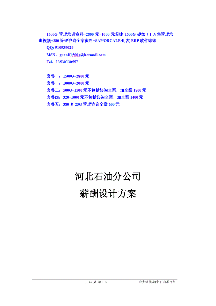 中石化河北公司薪酬设计方案-草_第1页