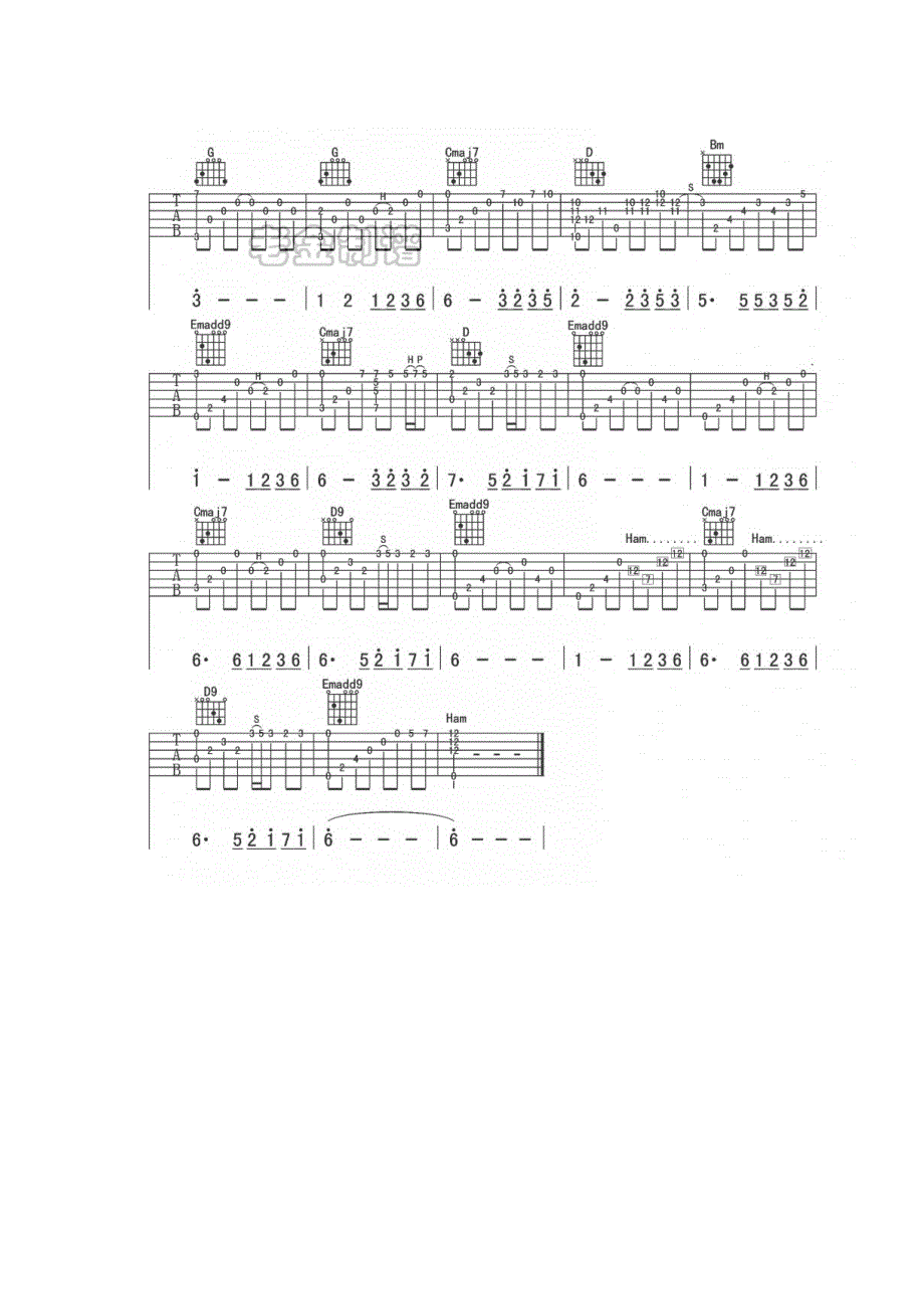 夜的钢琴曲5(指弹)吉他谱_第2页