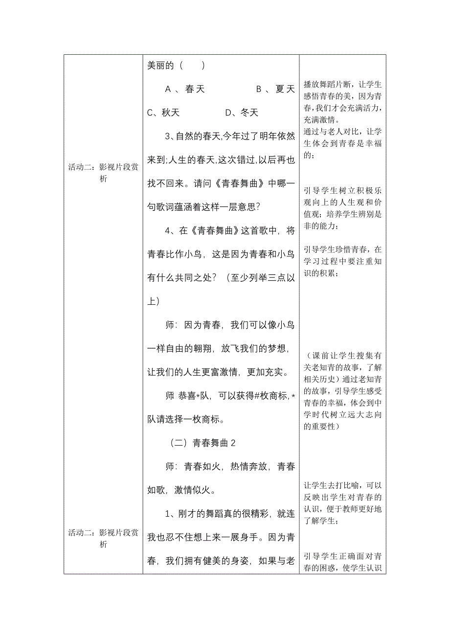 《畅想青春祝福青春》教学设计_第4页