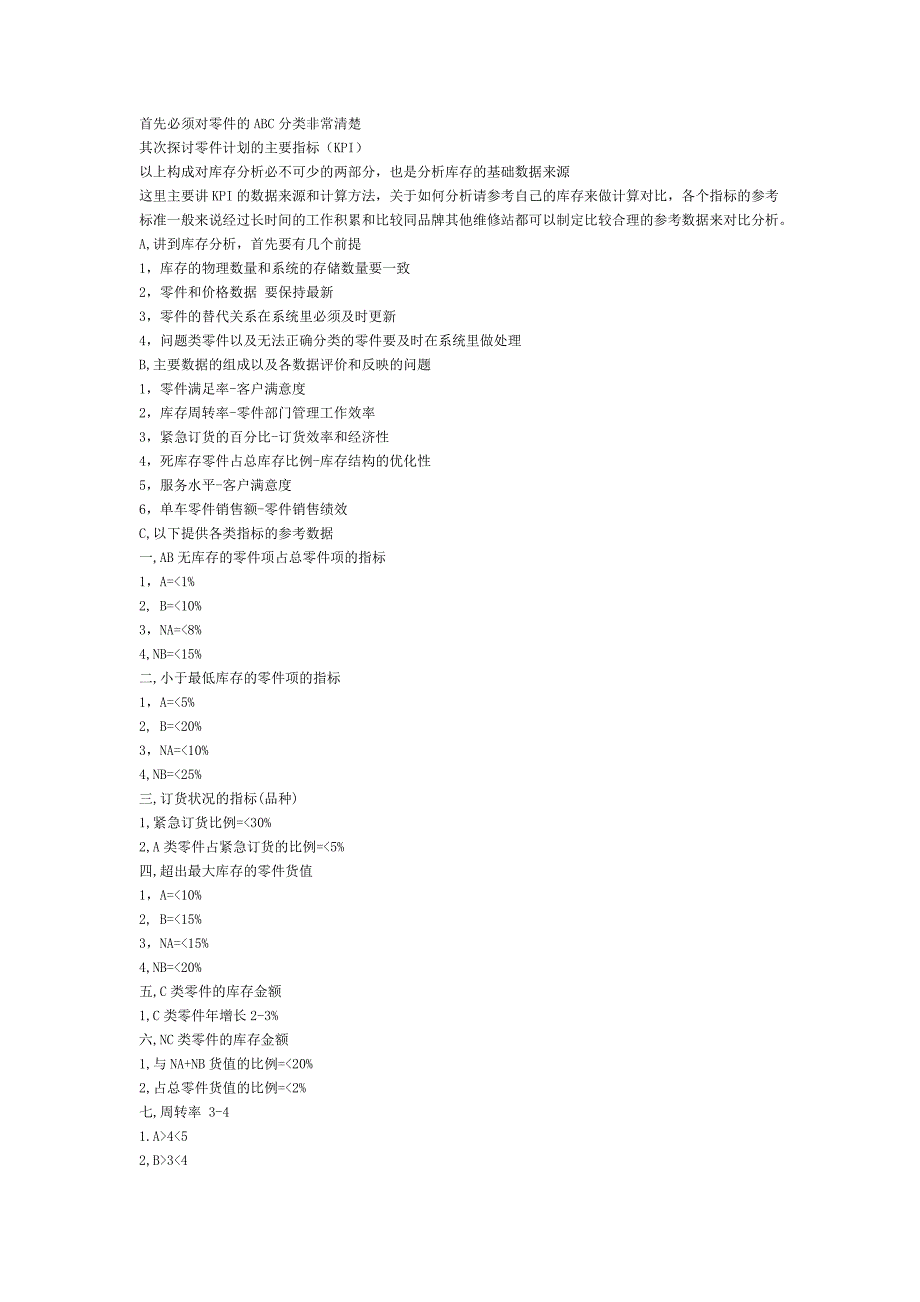 配件库存主要分析数据的计算方法_第1页