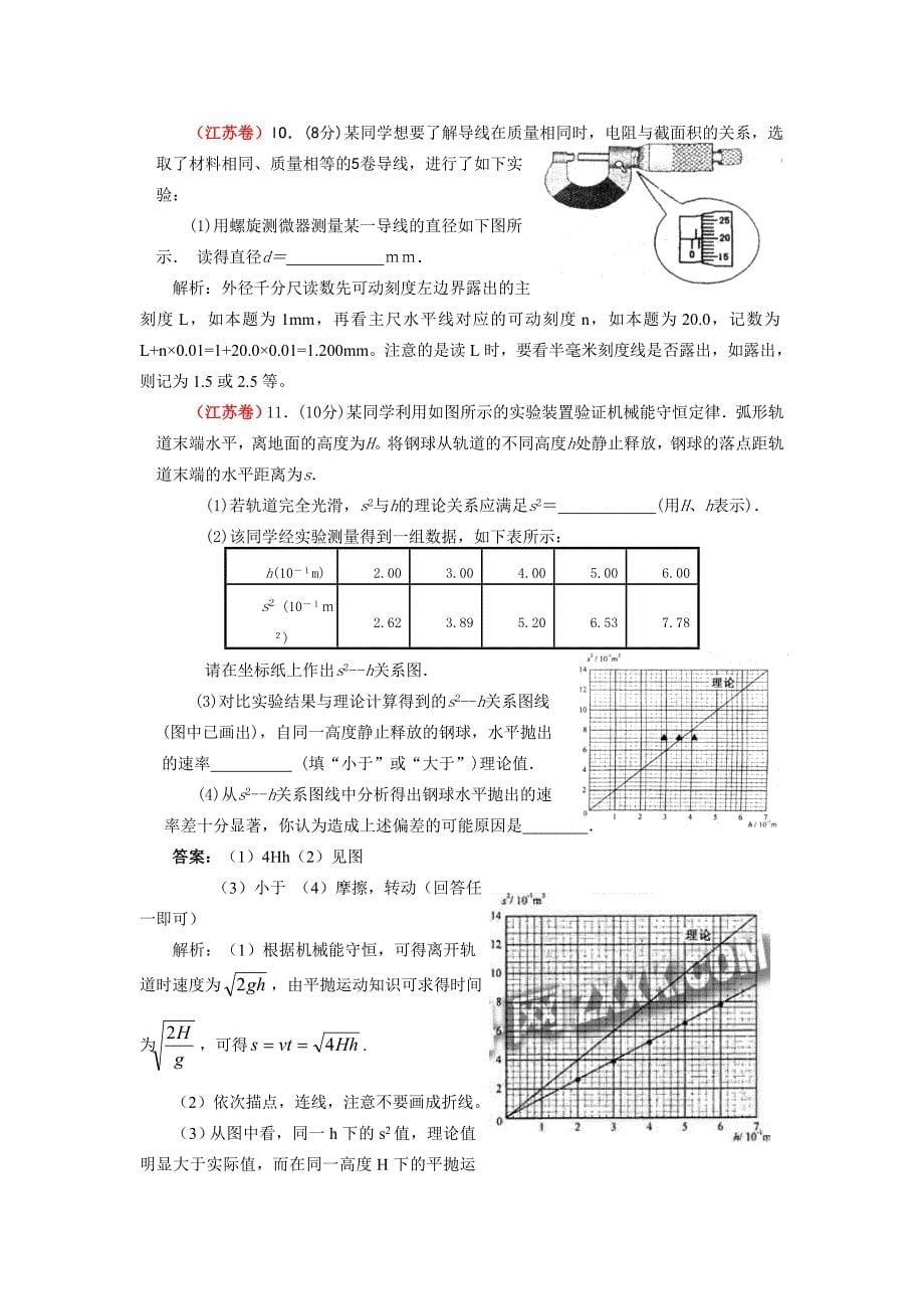 高考物理试题分类汇编：力学实验_第5页