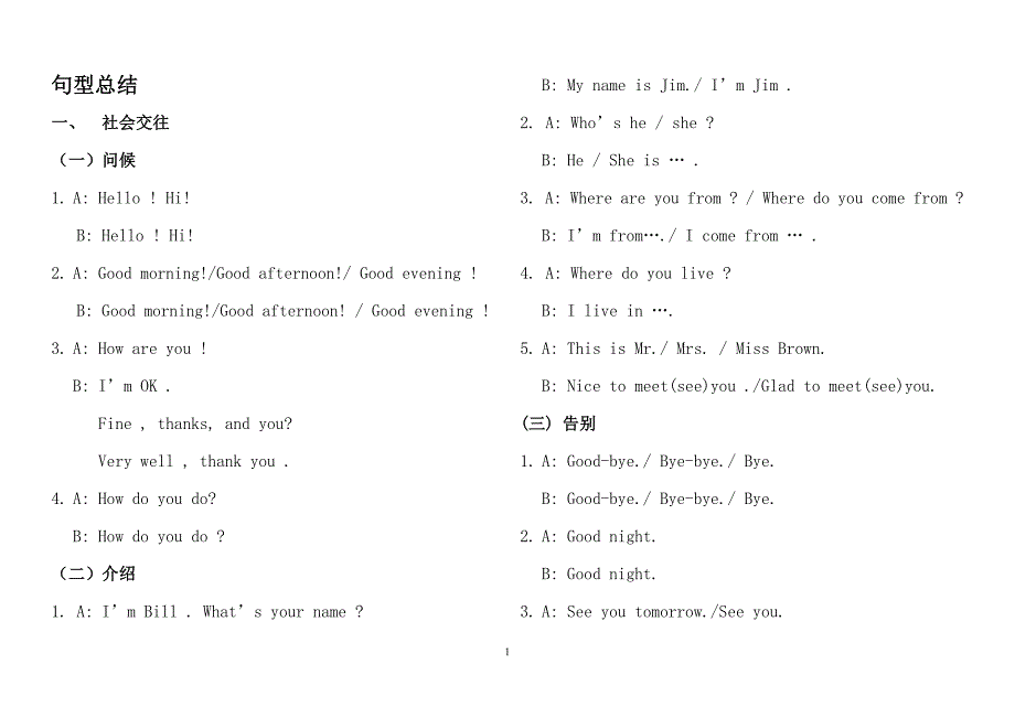 小学六年级毕业英语句型总结_第1页