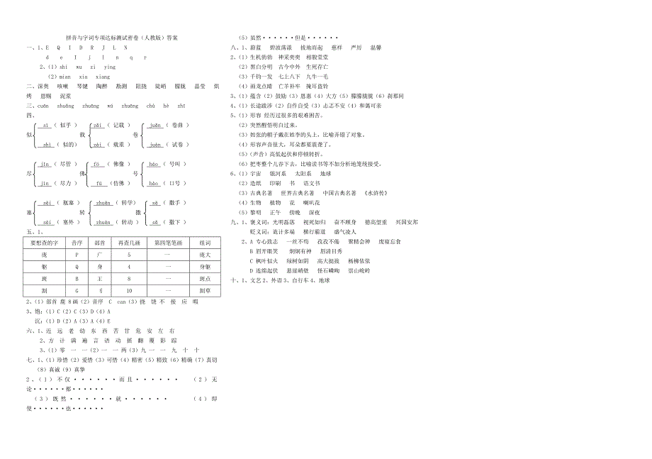 拼音与字词专项达标测试密卷_第3页