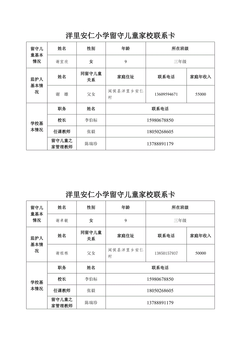 1314留守儿童家校联系卡模板_第3页