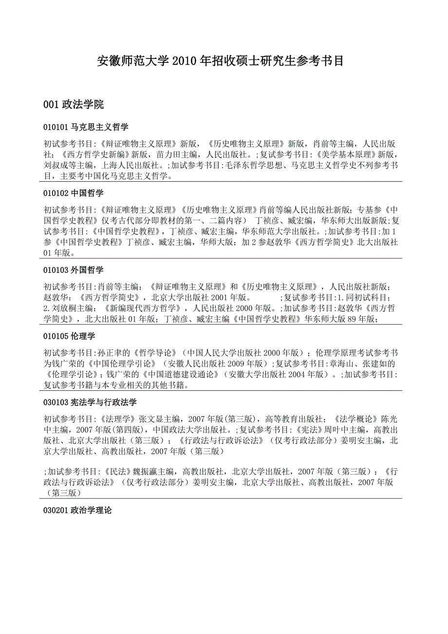 安徽大学2011年参考书目_第1页