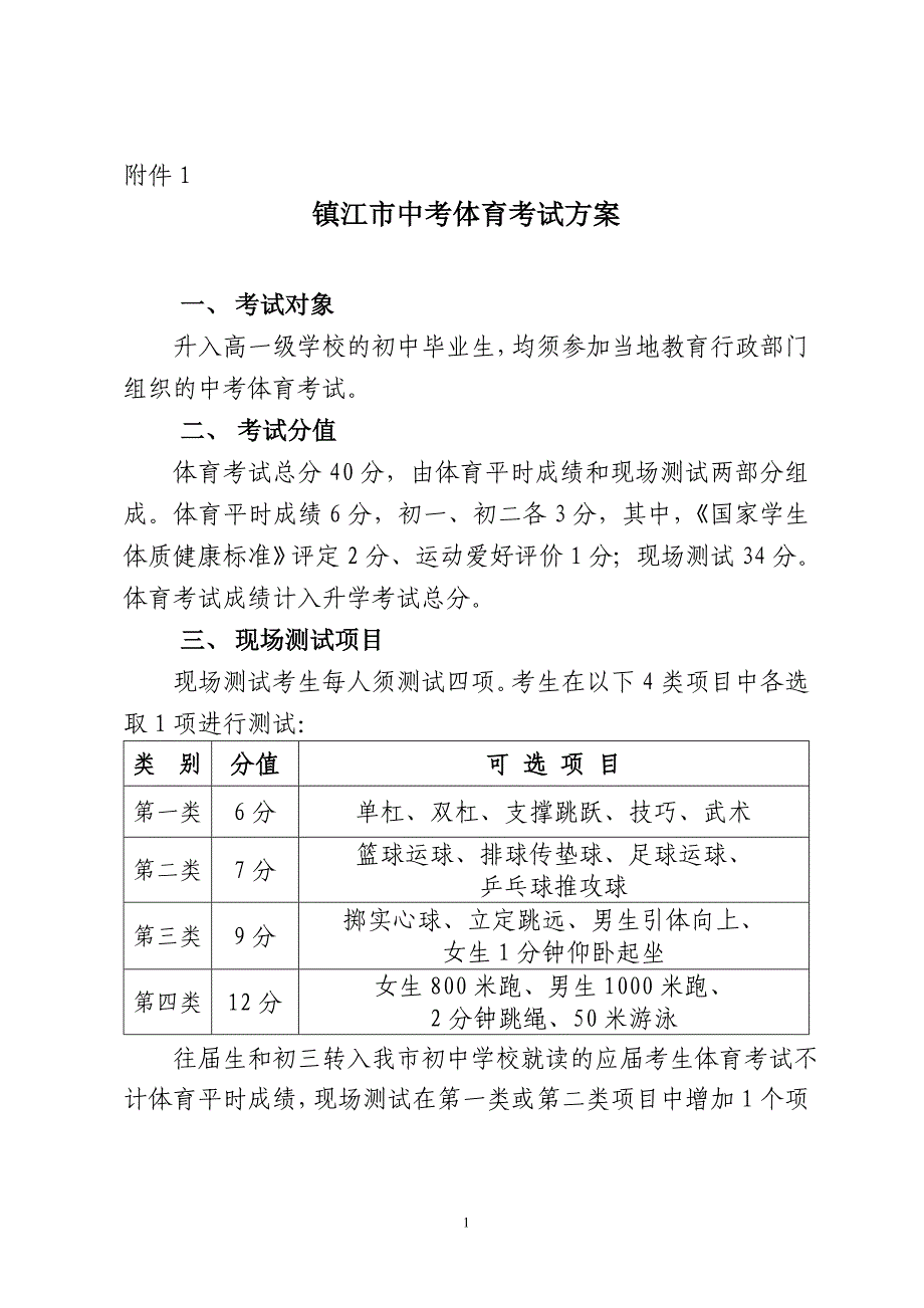 2016镇江中考体育考试、规则和评分标准_第1页