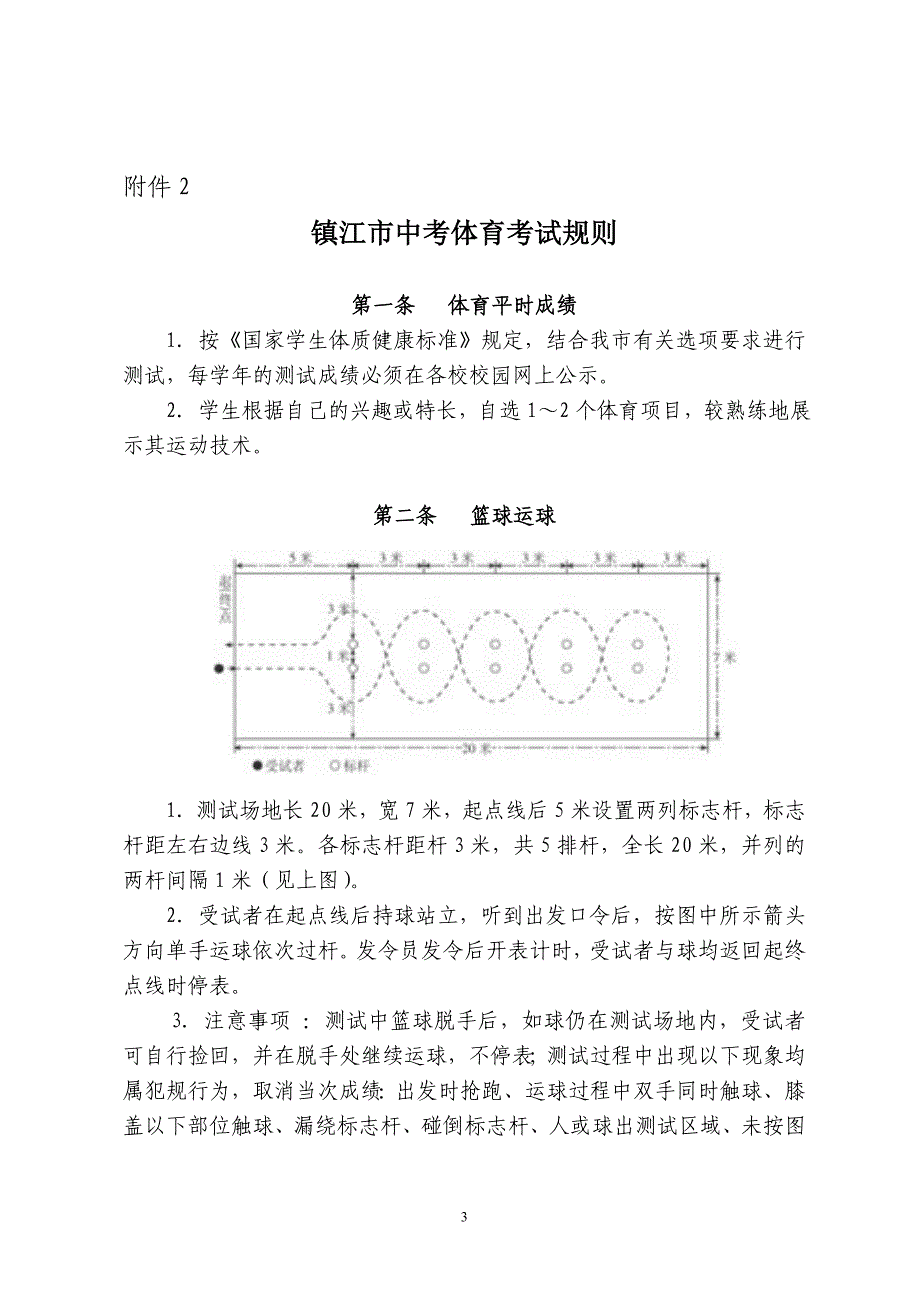 2016镇江中考体育考试、规则和评分标准_第3页