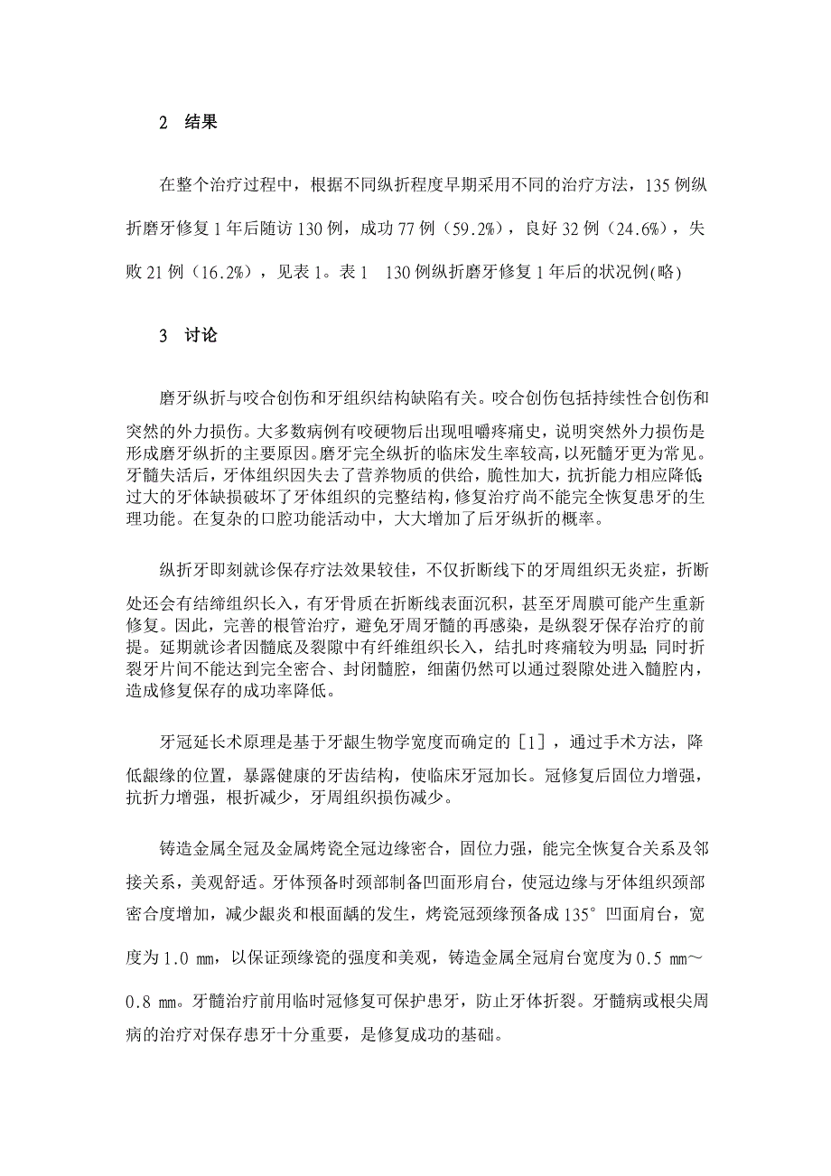 135例纵折磨牙保存修复的体会【临床医学论文】_第3页