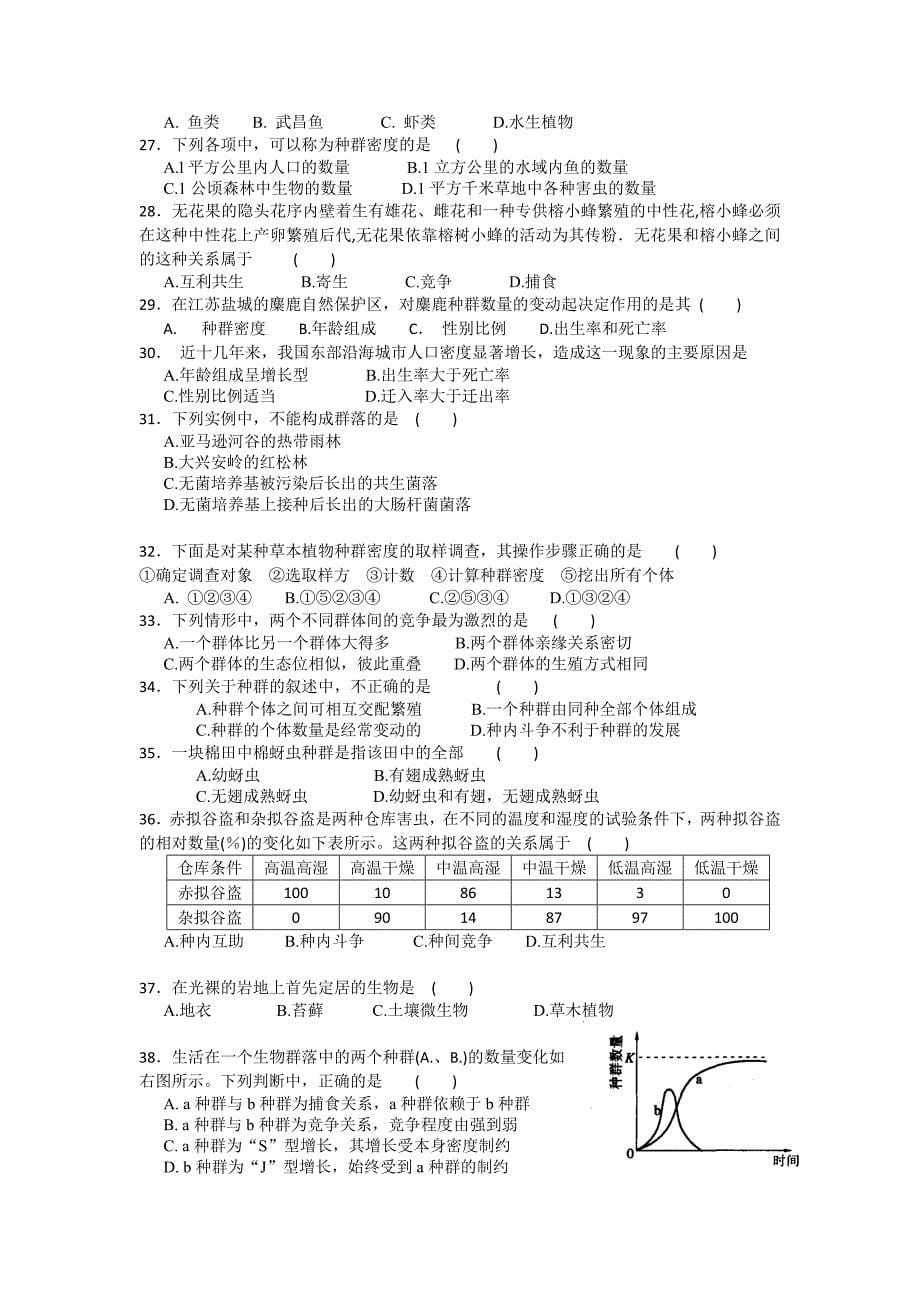 河北省唐山市2011-2012学年高二下学期期中考试生物试题 含答案_第5页