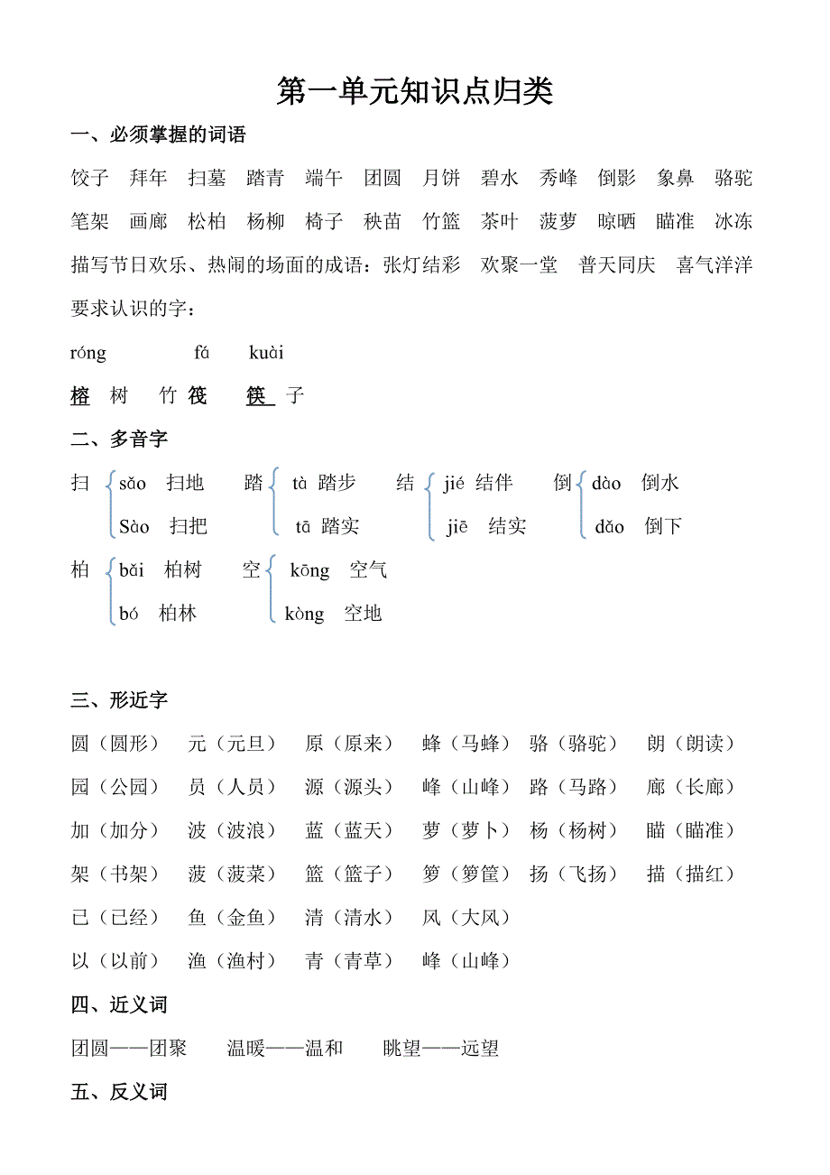 第一到四单元知识点归类_第1页