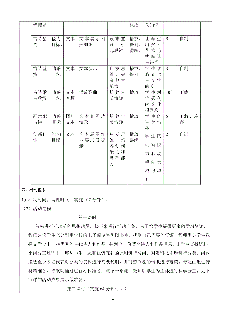 《课题1《诵读经典古诗弘扬传统文化》第三届互联网参赛教案》第三届互联网参赛教案_第4页