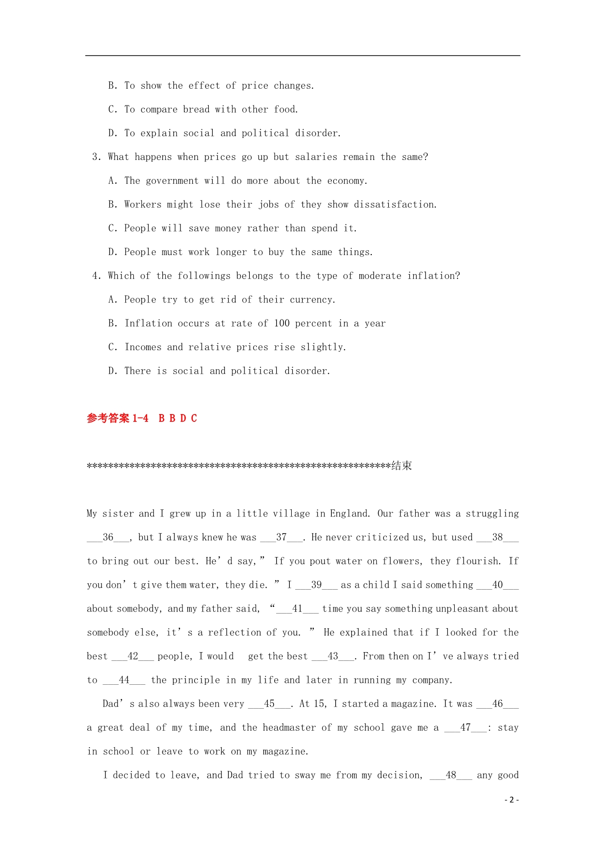 江苏省镇江市2014高考英语短文阅读类训练（10）_第2页
