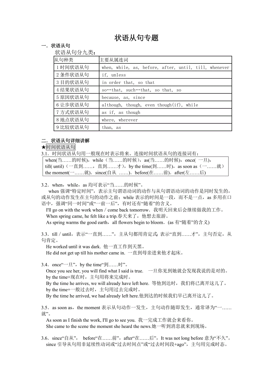 状语从句用法讲解和练习_第1页