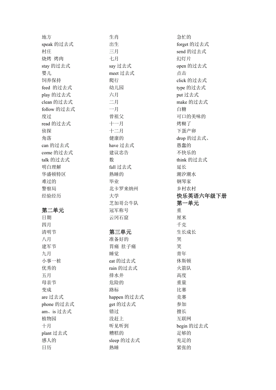 测试快乐英语一至六年级下册中文_第3页