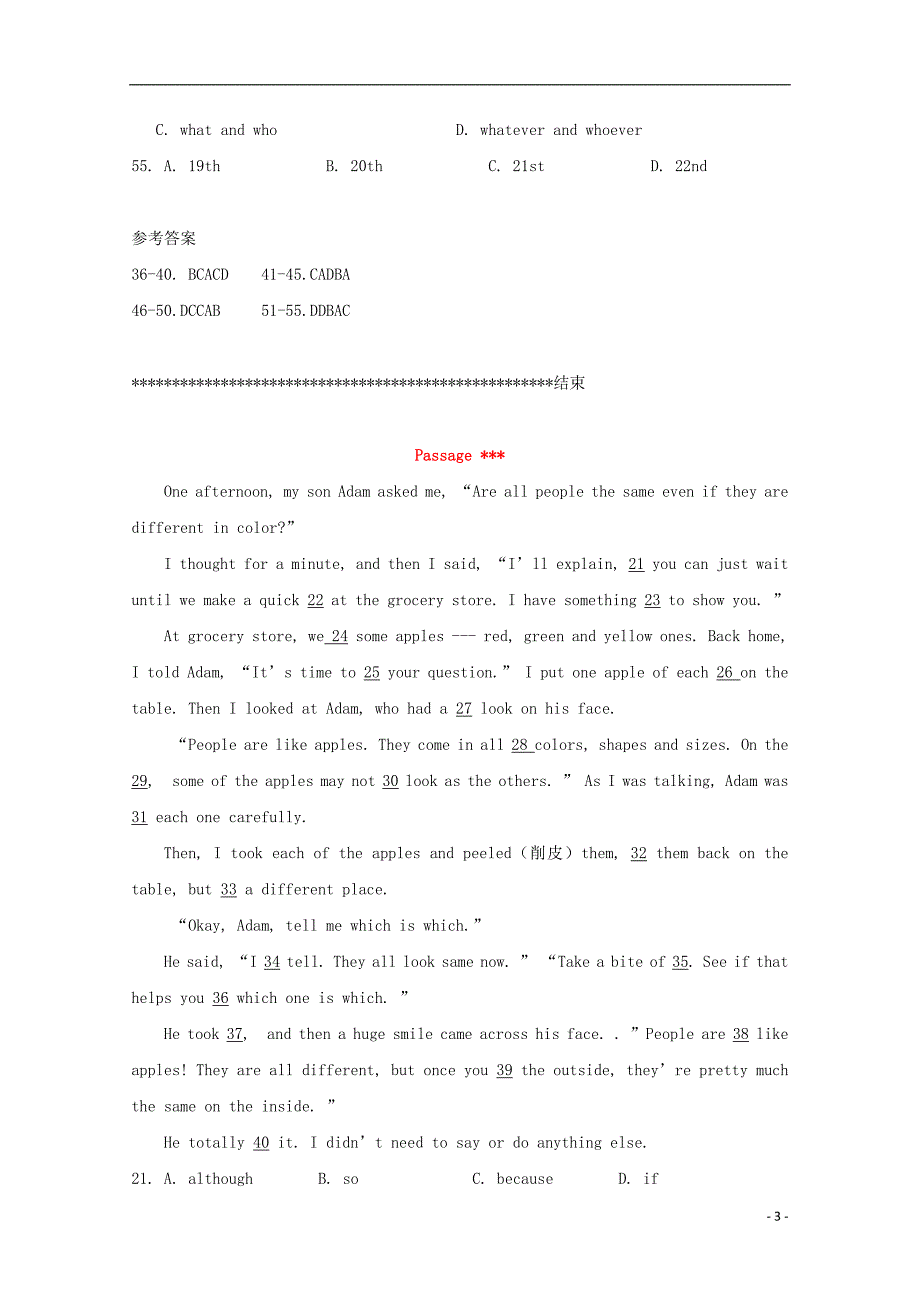 江西省南昌市2014高考英语 完形填空训练（25）_第3页