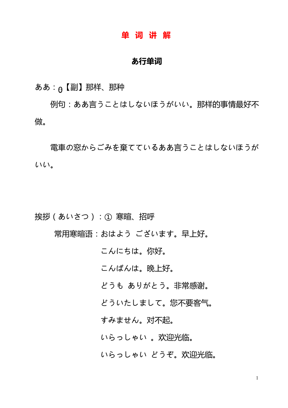 日语单词讲解(适合N3N4N5)_第1页