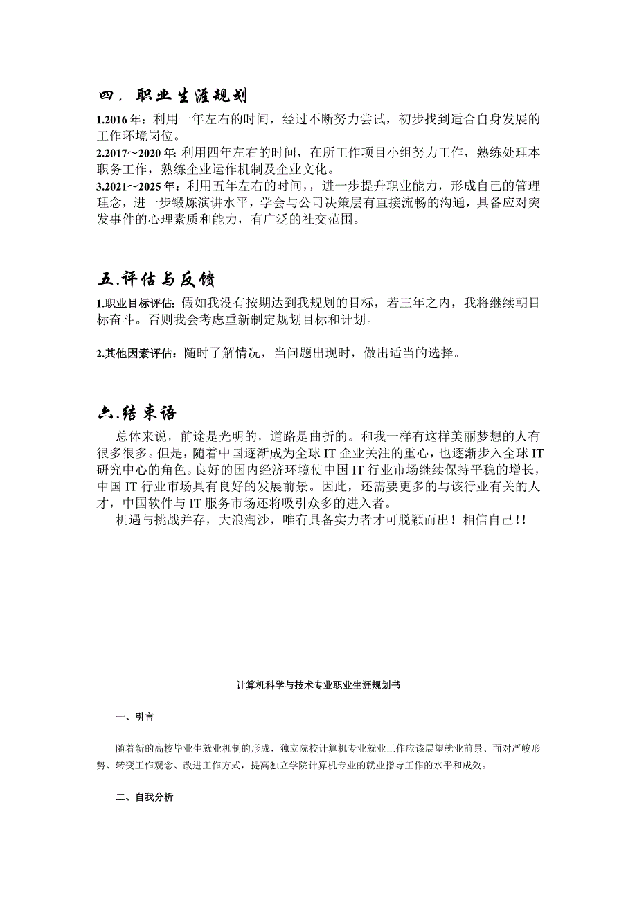 计算机科学与技术专业大学生职业规划书_第2页