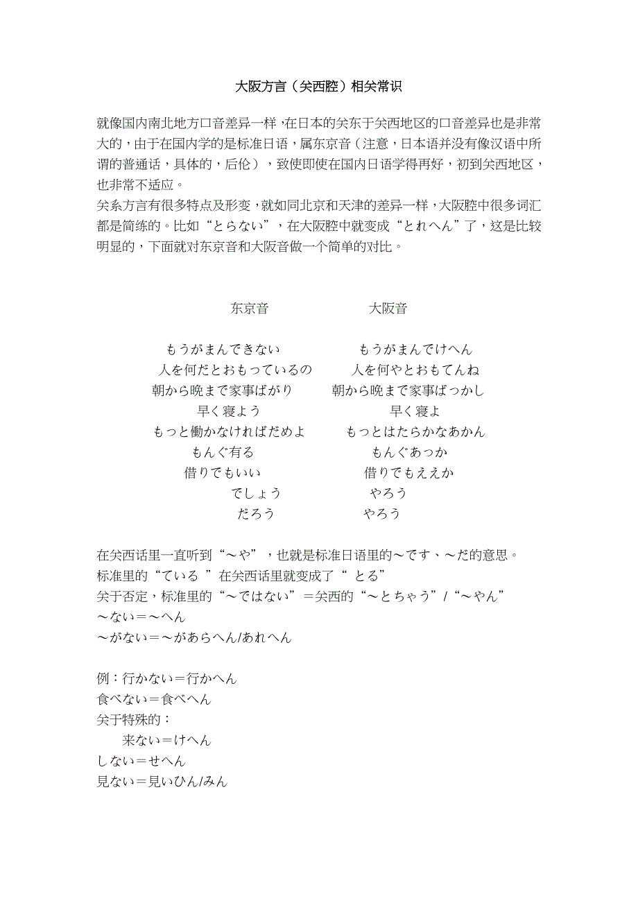 大阪方言(关西腔)相关常识_第1页