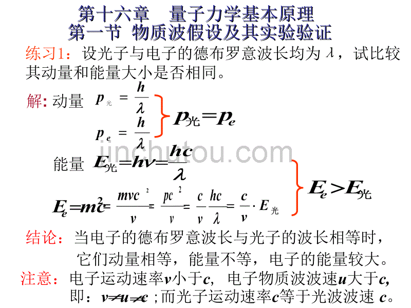 大学物理第16章量子力学基本原理-例题及练习题_第1页