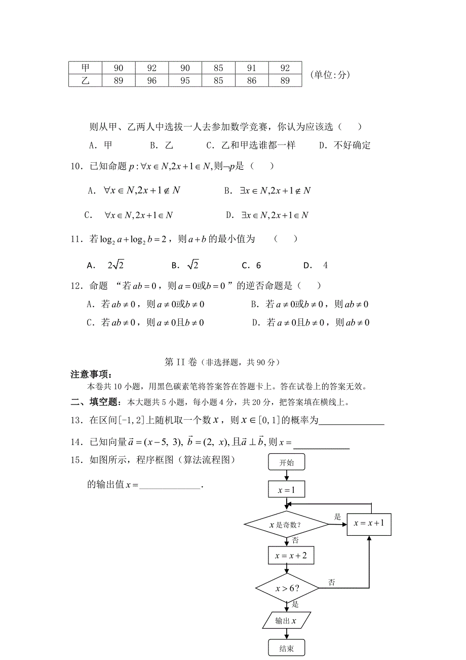 云南省蒙自高级中学11-12学年高二上学期期中考试数学（文）试题_第2页