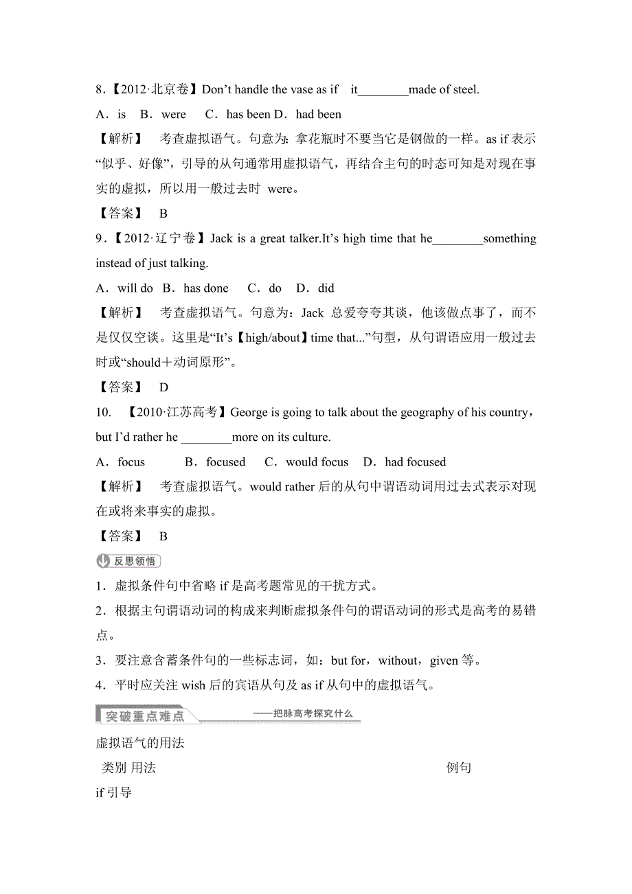 2016届二轮复习虚拟语气学案(江苏专用)_第3页