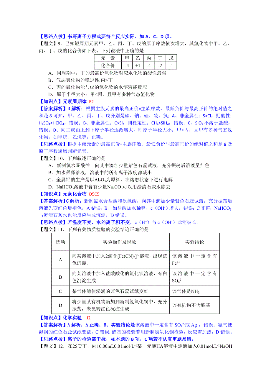 云南省部分名校2015届高三12月统一考试化学试题 含解析_第2页