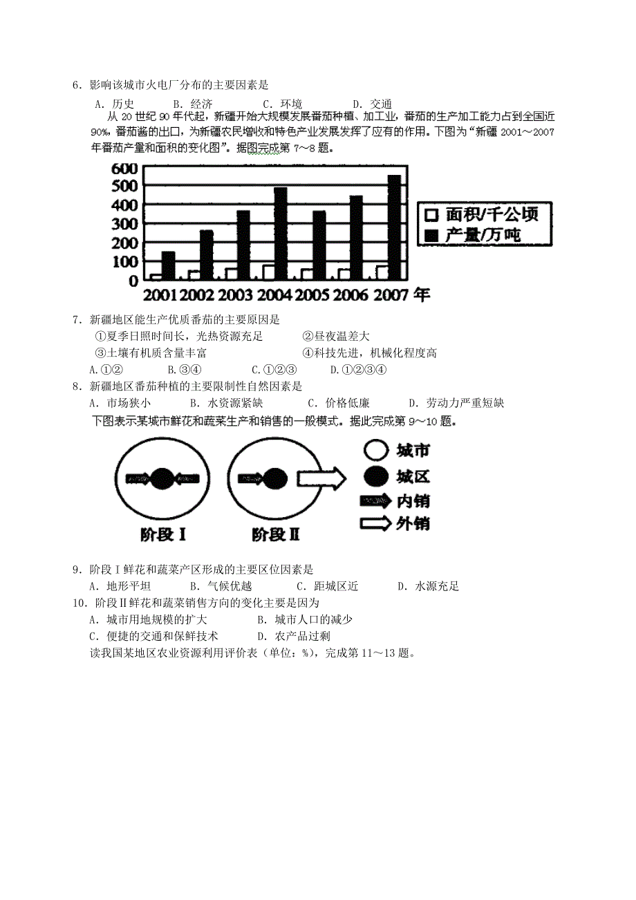 云南省蒙自县文澜高级中学2013-2014学年高二9月月考地理（理）试题 无答案_第2页