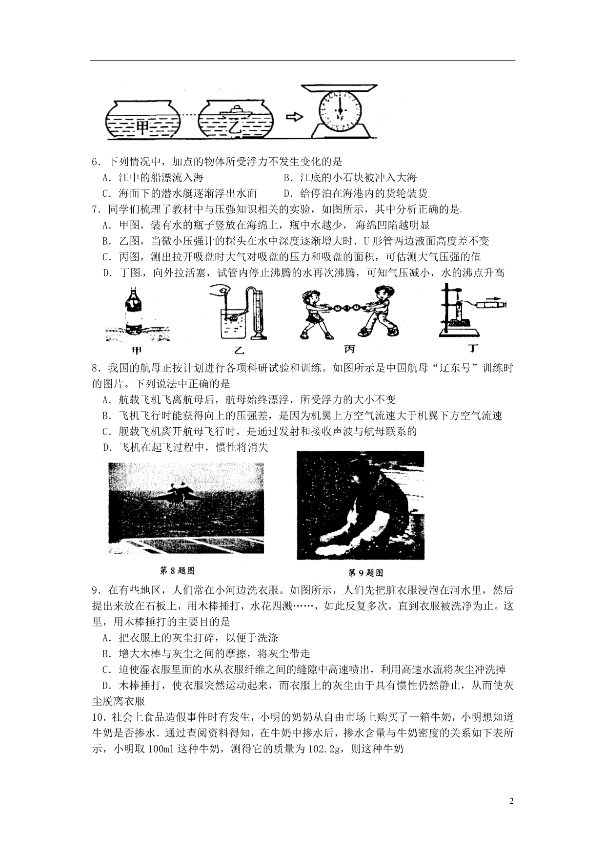 江苏省苏州市吴中区2012—2013学年八年级物理第二学期期末考试试题 苏科版_第2页