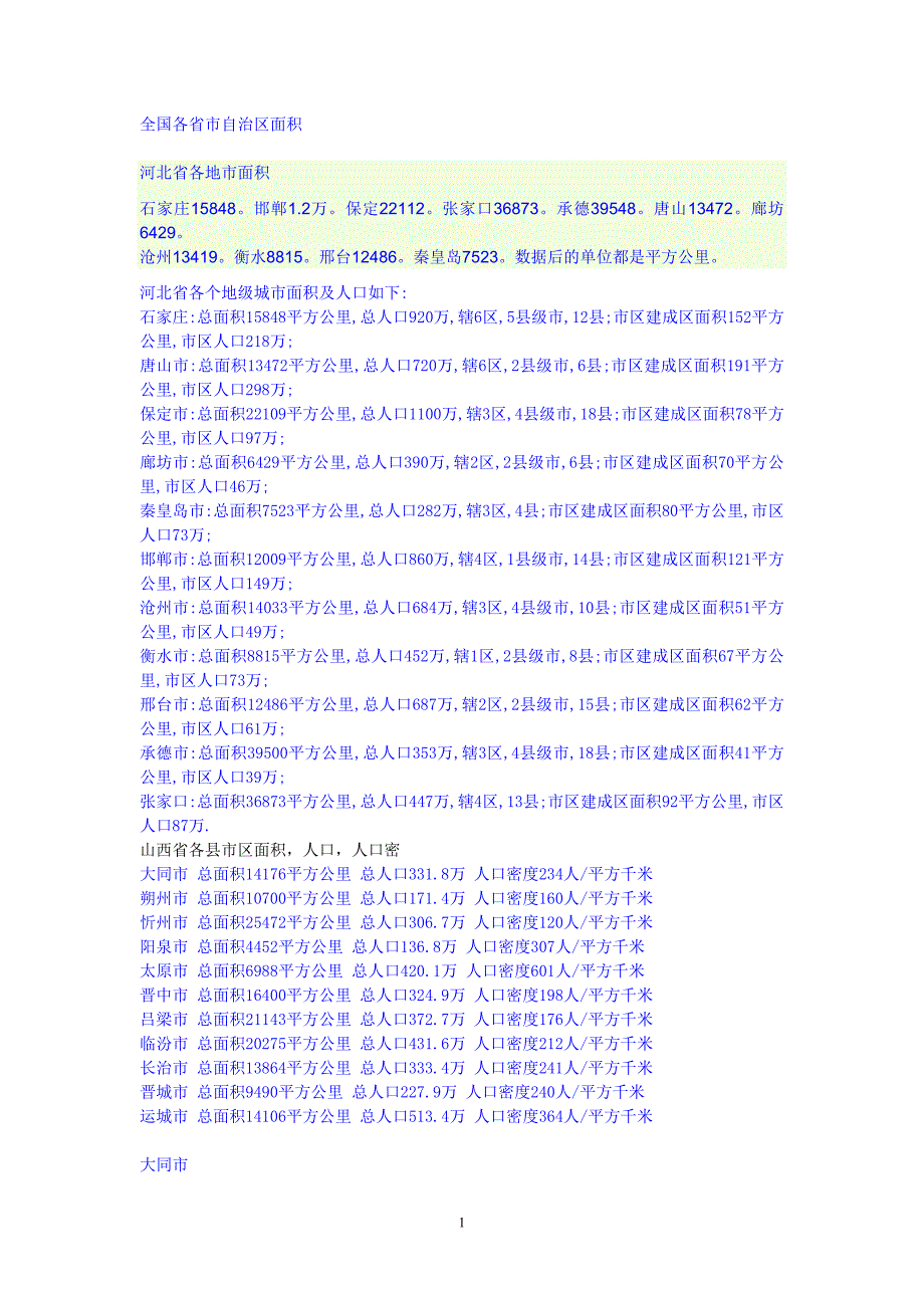 全国各省市自治区面积00_第1页