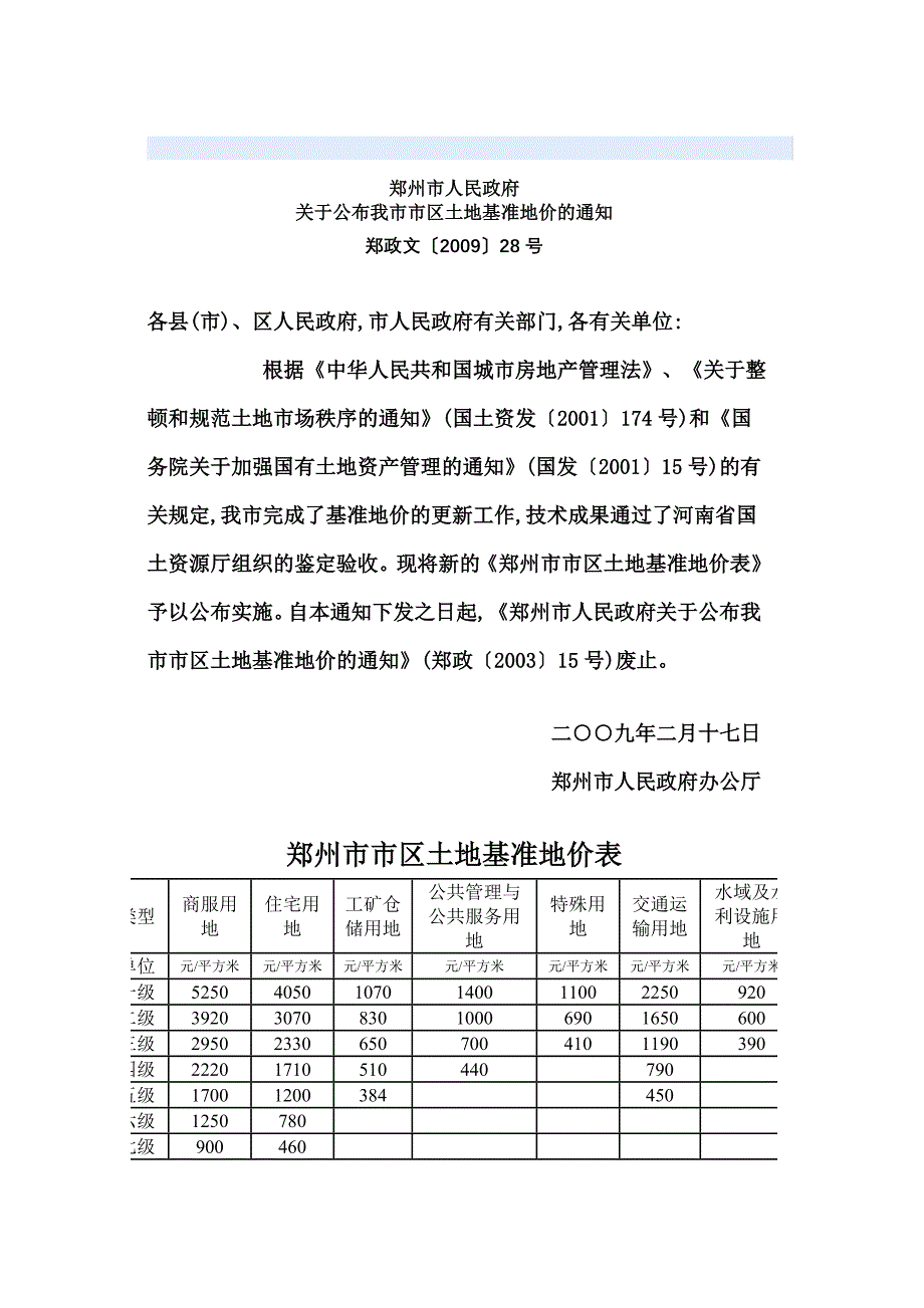 郑州市市区基准地价_第1页