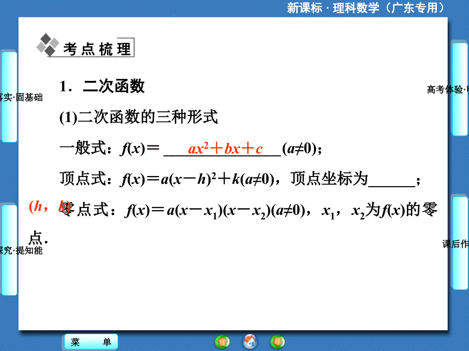 2014届高三一轮复习《课堂新坐标》理科数学(人教A版)二次函数与幂函数_第2页