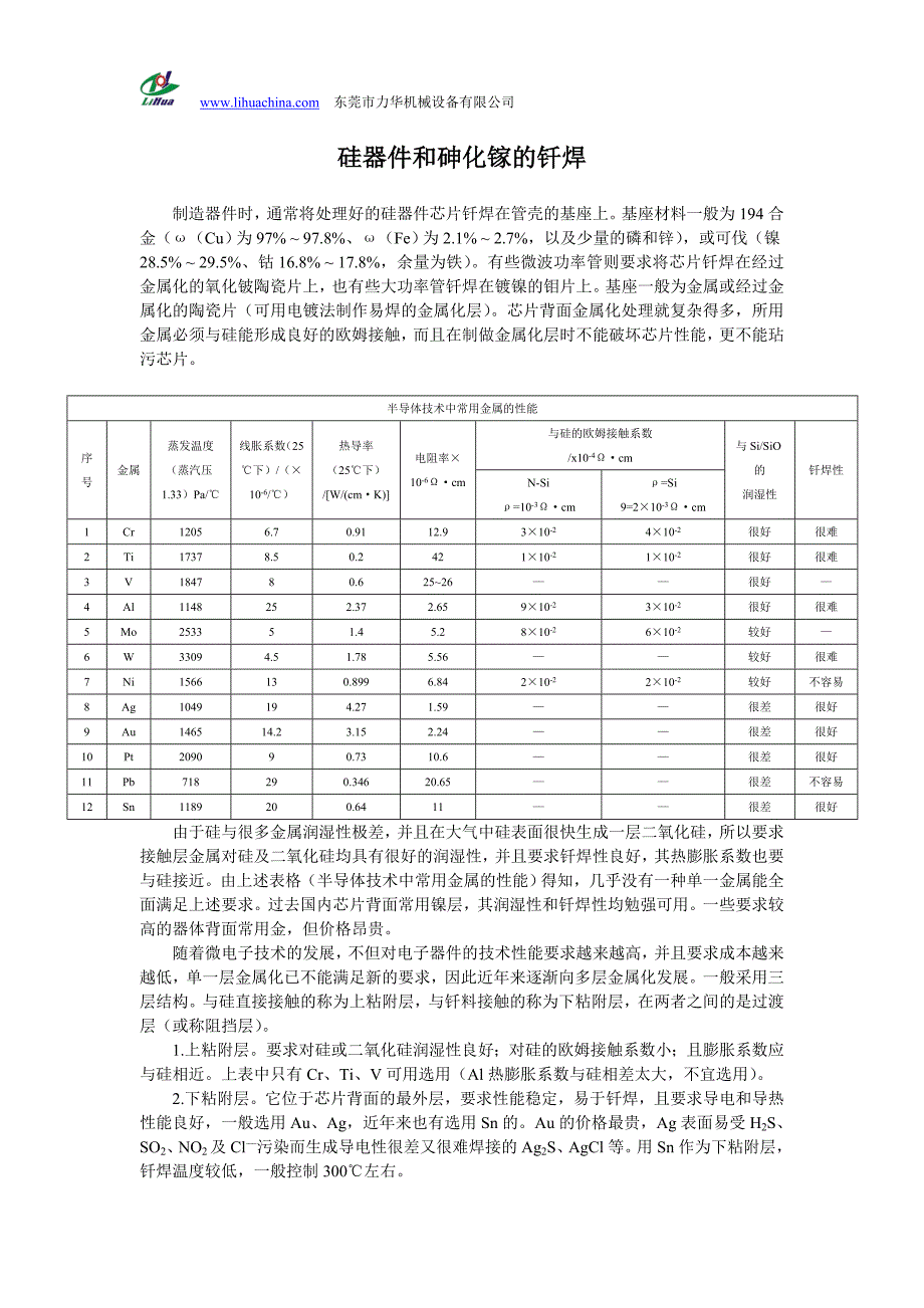 硅器件和砷化镓的钎焊_第1页