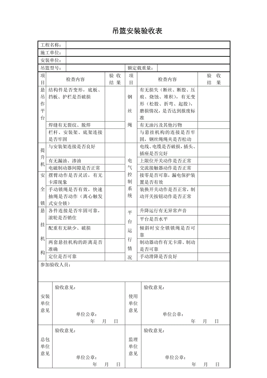 吊篮三方四方安装验收表_第1页