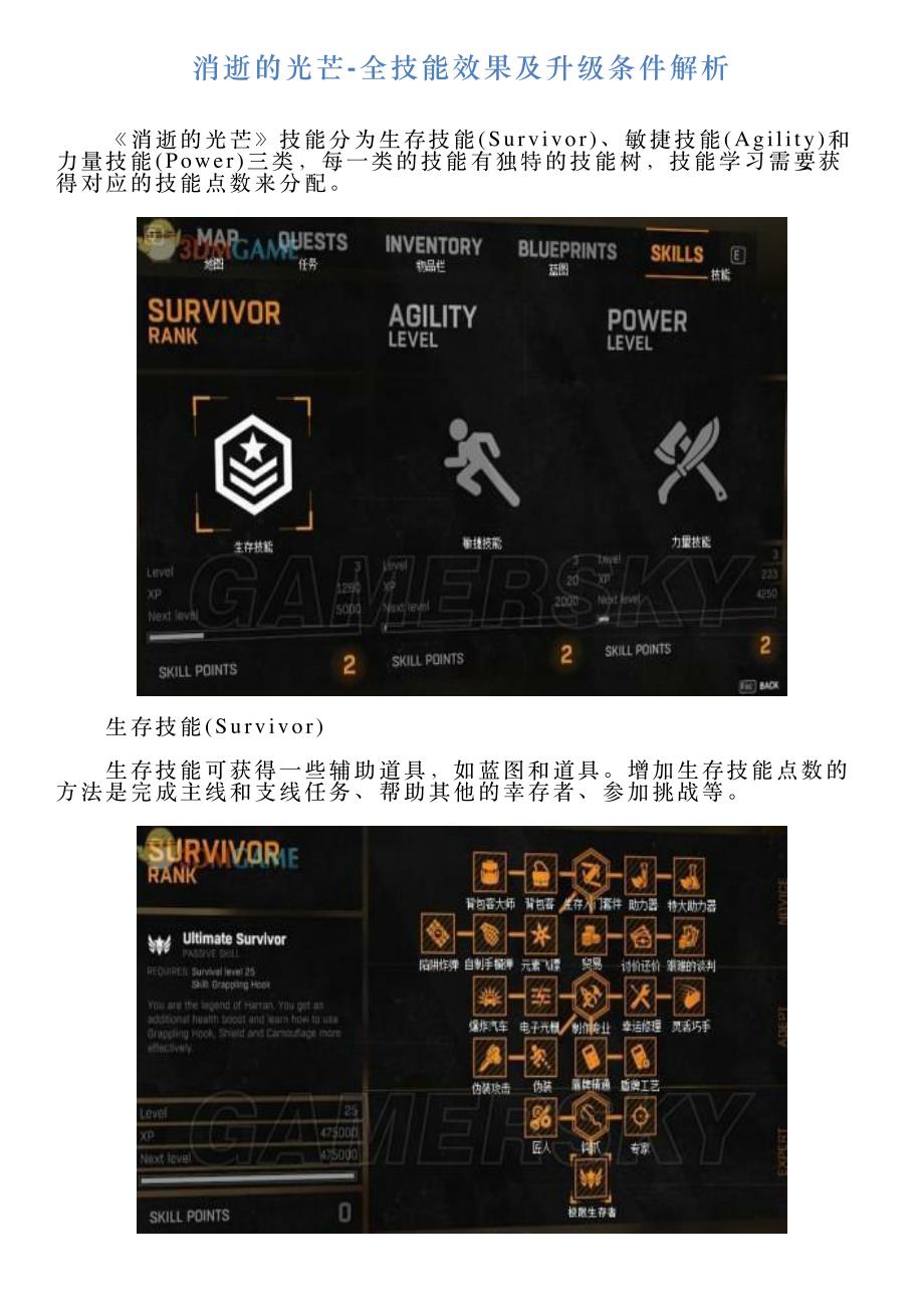 消逝的光芒全技能效果及升级条件解析_第1页