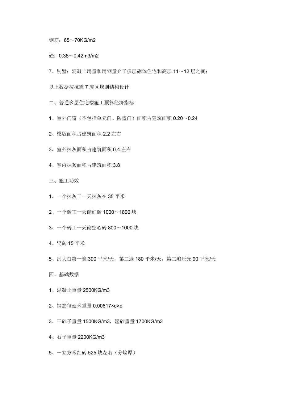 土建预算员应掌握的基本数据_第2页