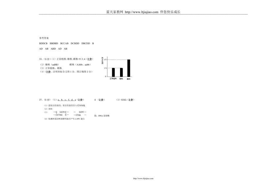 江苏省高一阶段性考试高一生物试卷_第5页