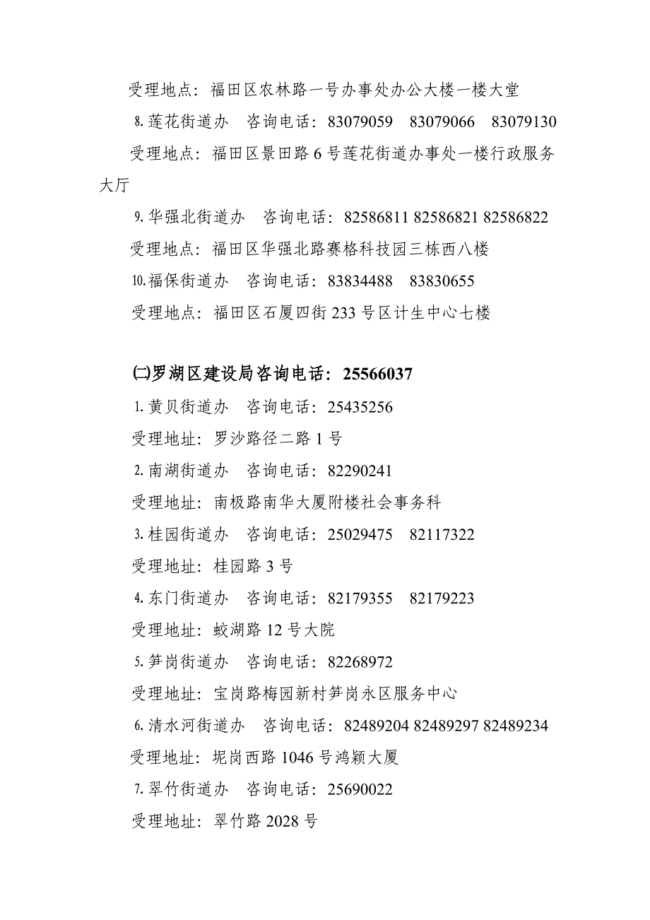 深圳市保障房申领及受理相关材料地点一览表_第2页