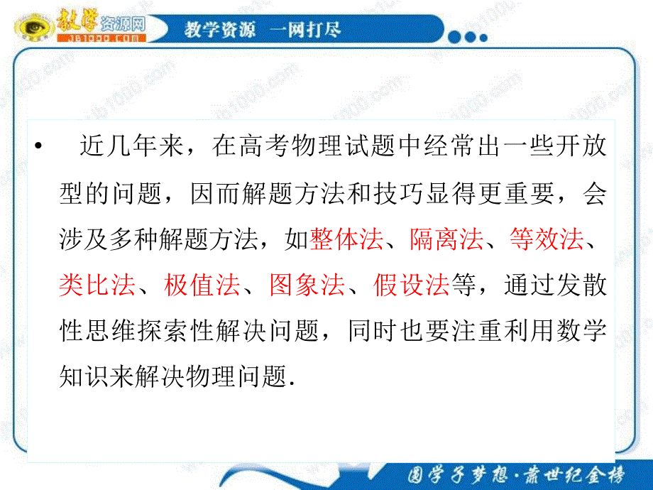 2011届新课标高中总复习课件专题15中学物理方法与技巧(类型1、2)_第2页