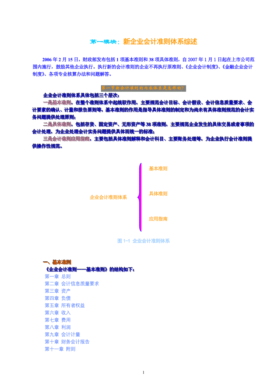 新企业会计准则培训学习笔记_第1页