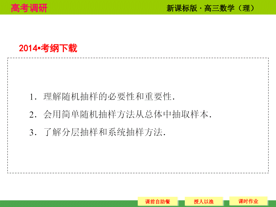 《高考调研》2015届高考数学总复习(人教新课标理科)配套课件11-3随机抽样(共44张)_第2页